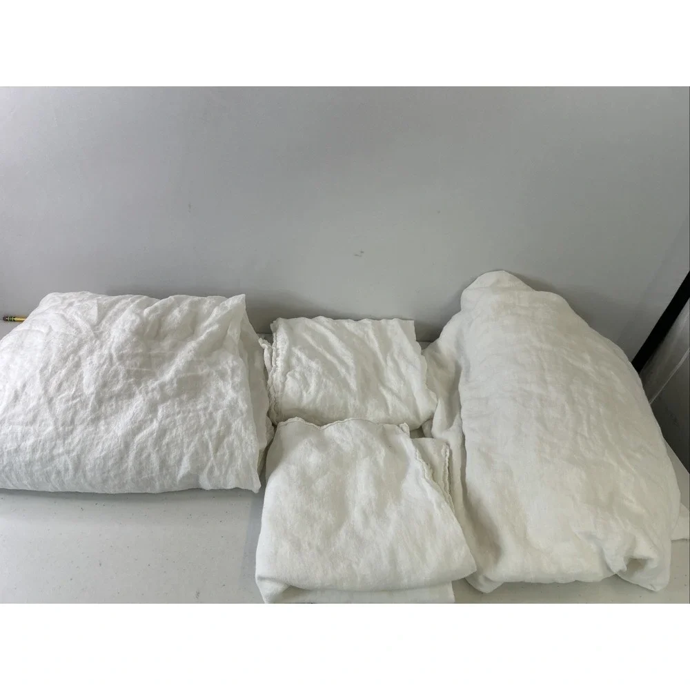 Brooklinen 100% Linen King 4 pc Sheet set White genty Used